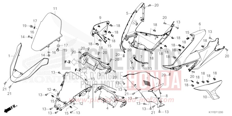 FRONT COVER for PCX 125 PEARL SNOWFLAKE WHITE (NHD01) from 2025